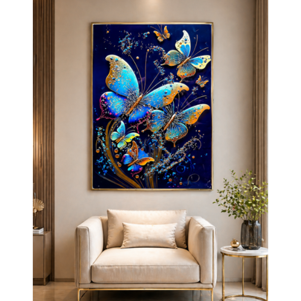 Modern Butterfly Crystal Wall Art - Premium Luxury Decorative Painting for Living Room