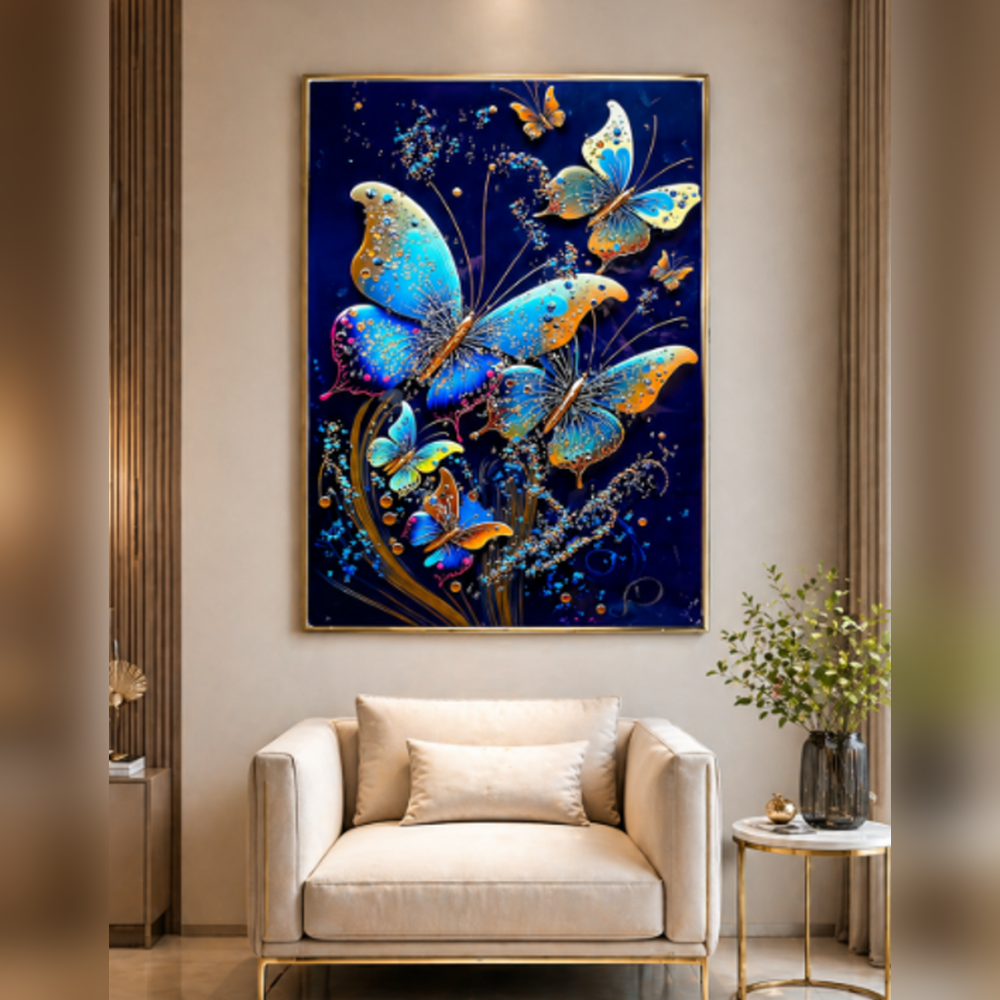 Modern Butterfly Crystal Wall Art - Premium Luxury Decorative Painting for Living Room