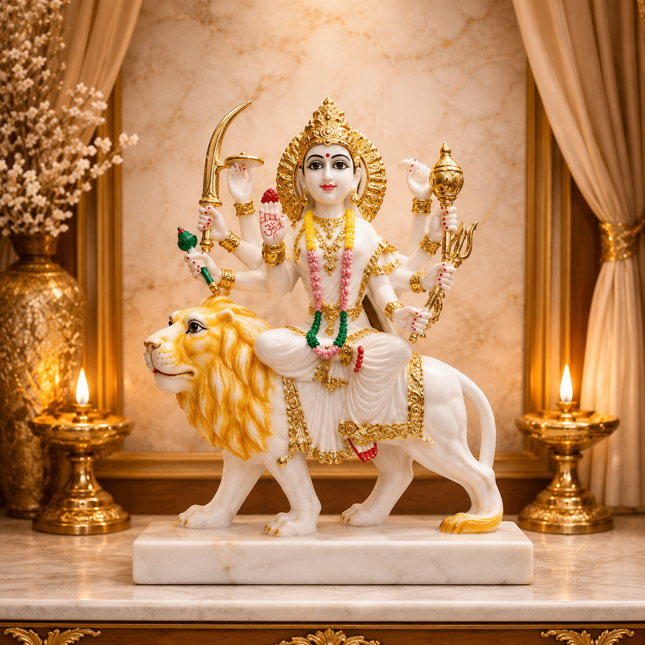 Durga Mata Sitting Idol for Home | Maa Sherawali Jagdambe | Navratri Decorative Showpiece