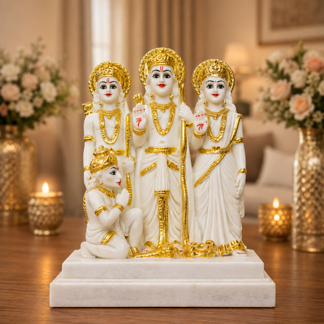 Premuim Ram Darbar Idol | Ram Sita Lakshman Hanuman Ji Murti Decorative Showpiece
