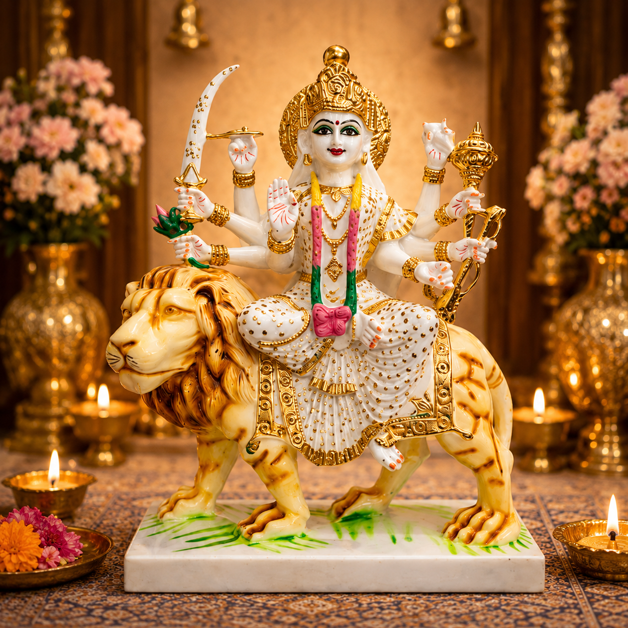 Durga Mata Sitting Idol | Maa Sherawali Jagdambe | Navratri Decorative Showpiece