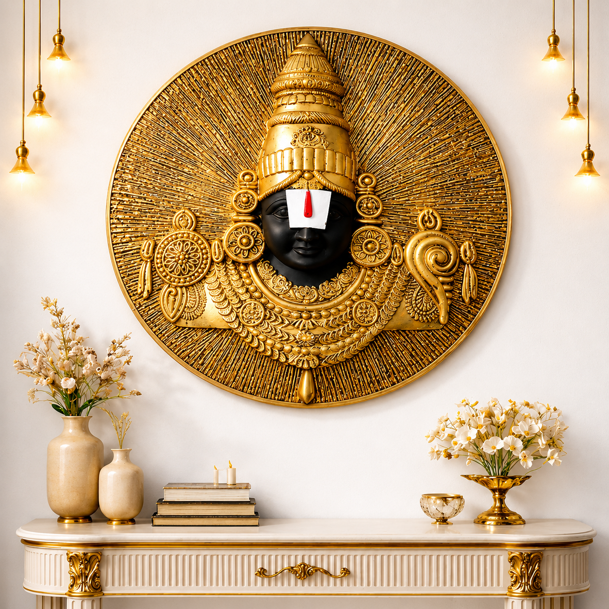 Tirupati Balaji 3D Relief Wall Hanging (20 inch) | Venkateswara Wall Mural Sculpture for Home Decor, Living Room | Vishnu Antique Spiritual Wall Art, Vastu Decorative WallPanel
