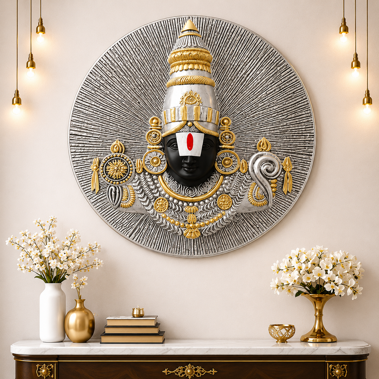 Tirupati Balaji 3D Relief Wall Hanging | Venkateswara Wall Mural Sculpture for Home Decor | Vishnu Antique Spiritual Wall Art, Vastu Decorative Wall Panel