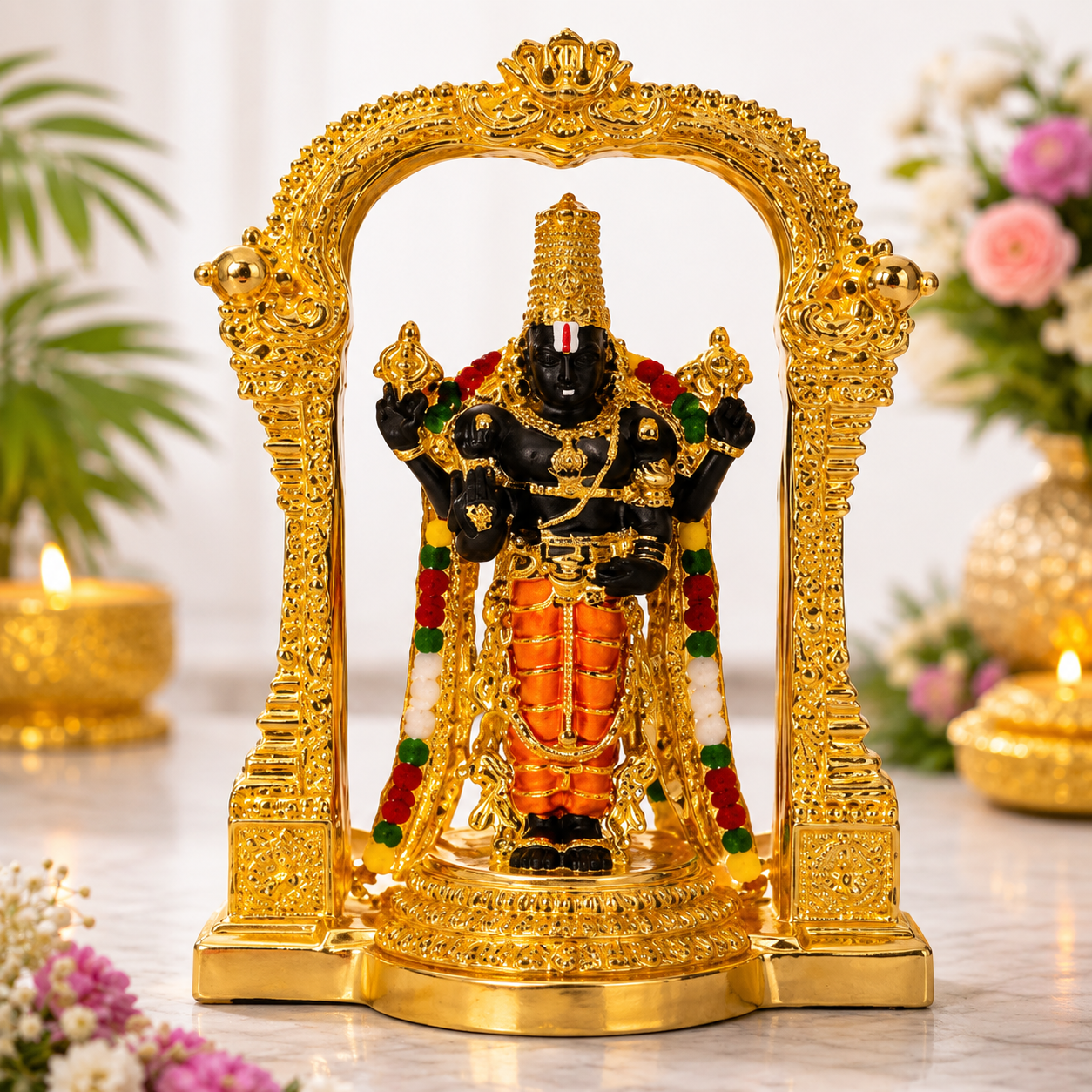 Lord Tirupati Balaji Idol | Lord Venkateshwara Idol for Car Dashboard, Pooja Room, Home Décor & Office Desk | Venkateshwara Swamy Murti | Perumal Statue