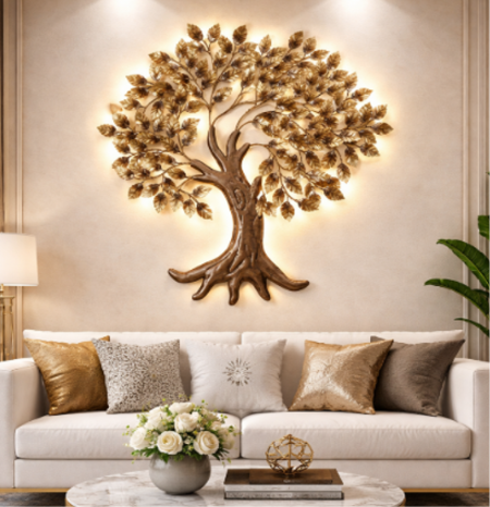Golden Tree of Life Premium Metal Wall Art with LED Light