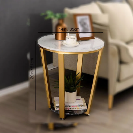 Luxury Marble Side Table with Stainless Steel PVD Gold Frame – Designer Accent Table for Modern Living Spaces