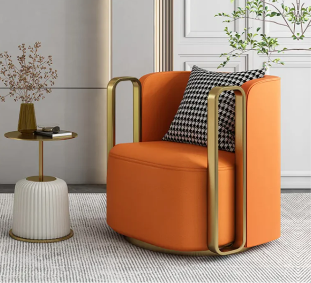 Luxury Premium Suede Velvet Swivel Accent Chair with Gold Revolving Base – Designer Lounge Chair