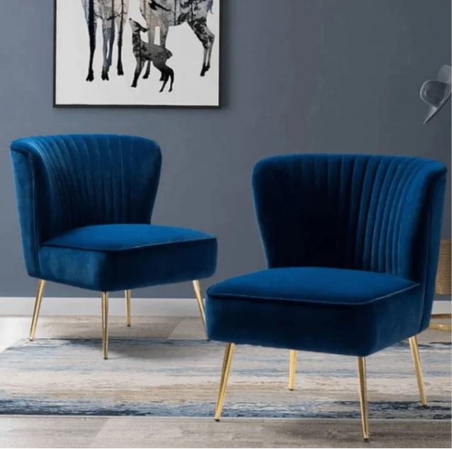 Luxury Velvet Accent Chair with Gold Metal Legs – Modern Upholstered Lounge Chair for Elegant Interiors