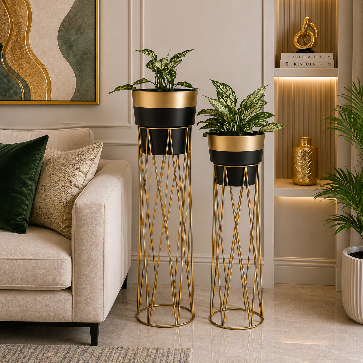 Luxury Geometric Planter - Elegant Home Décor Planter Duo