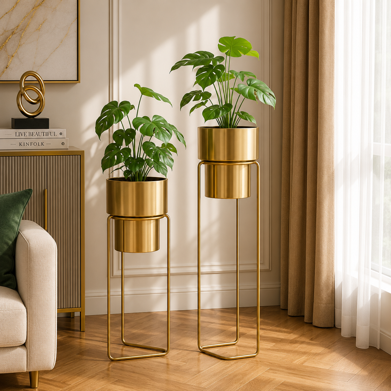 Luxury Planter Stand Set of 2 – Modern Designer Floor Plant Holders for Elegant Home Décor
