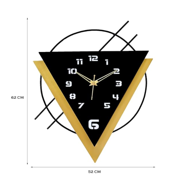 Luxury Geometric Metal Wall Clock – Modern Black & Gold Silent Quartz Wall Décor for Living Room & Office