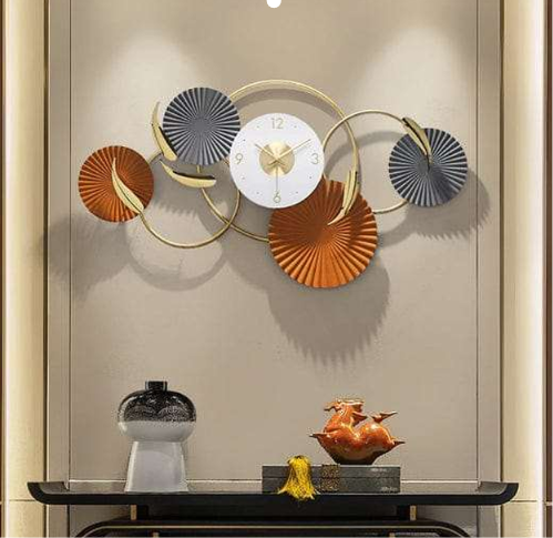 Aurora Orbit Luxury Metal Wall Clock – Modern Geometric Designer Statement Timepiece