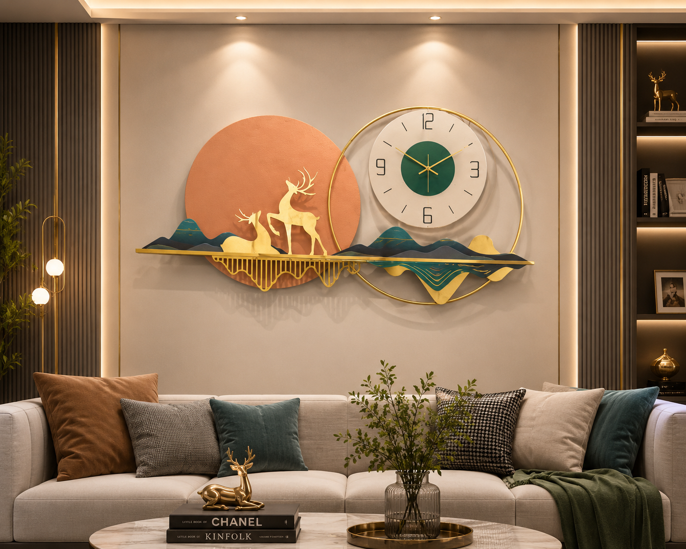 Deer Luxury Wall Clock – Modern Nature-Inspired Designer Statement Timepiece