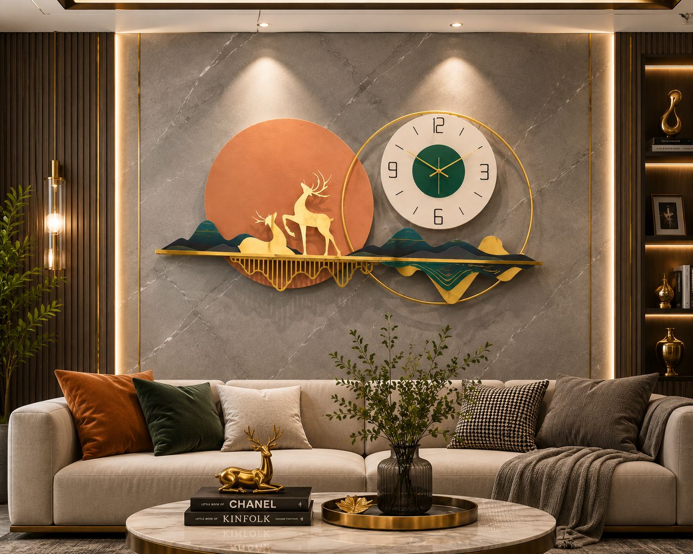 Deer Luxury Wall Clock – Modern Nature-Inspired Designer Statement Timepiece