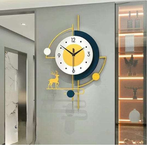 Nordic Orbit Deer Luxury Metal Wall Clock – Modern Geometric Designer Statement Timepiece