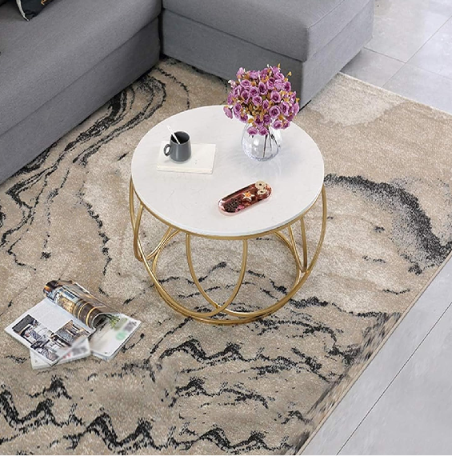 Luxe Round Coffee Table | Premium Marble Top Gold Accent Center Table